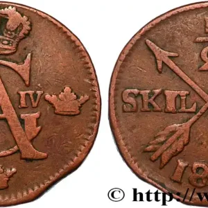 SUÈDE 1/2 Skilling monogramme du roi Gustave IV Adolphe 1809 fwo_829845 Monde Offre Exclusive