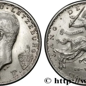 Authentique LUXEMBOURG 20 Francs prince Jean, 600e anniversaire de mort de Jean Ier de Luxembourg 1946 fwo_829951 Monde