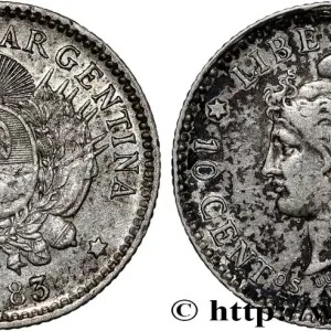 ARGENTINE 10 Centavos 1883 fwo_815267 Monde Réduction