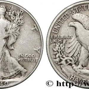 ÉTATS-UNIS D'AMÉRIQUE 1/2 Dollar Walking Liberty 1940 Philadelphie fwo_819601 Monde Top Qualité
