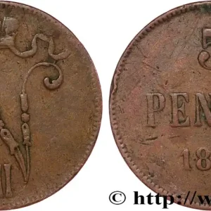 FINLANDE 5 Pennia monogramme Tsar Nicolas II 1897 fwo_820346 Monde Prix Promo
