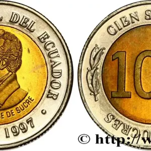 ÉQUATEUR 100 Sucres Antonio Jose de Sucre - 70e anniversaire de la banque centrale 1997 Santiago du Chili fwo_820963 Monde Must-Have