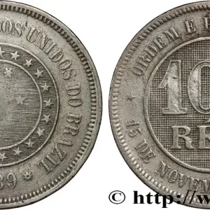 Retour Gratuit BRÉSIL 100 Reis Empereur Pierre II 1889 Rio de Janeiro fwo_821151 Monde