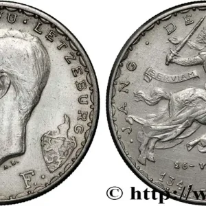 LUXEMBOURG 20 Francs prince Jean, 600e anniversaire de mort de Jean Ier de Luxembourg 1946 fwo_830944 Monde Must-Have