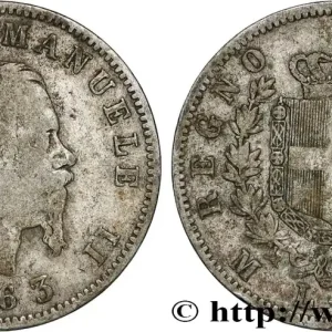 ITALIE 1 Lire Victor Emmanuel II 1863 Milan fwo_831135 Monde Haute Qualité