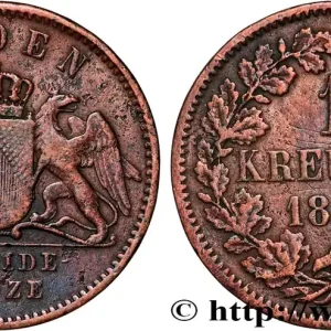 Prix Bas ALLEMAGNE - BADE 1 Kreuzer Grand-Duché de Bade 1863 fwo_831581 Monde