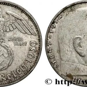 ALLEMAGNE 2 Reichsmark Maréchal Paul von Hindenburg 1939 Hambourg fwo_831813 Monde Paiement Sécurisé