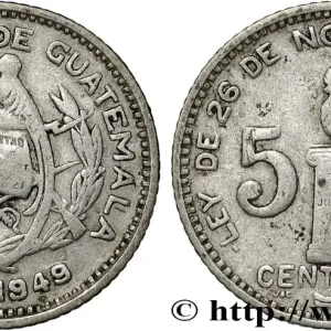 GUATEMALA 5 Centavos emblème au quetzal 1949 fwo_831850 Monde Satisfait Ou Remboursé