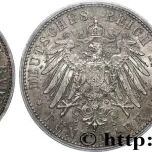 ALLEMAGNE - GRAND-DUCHÉ DE BADE - FRÉDÉRIC Ier 5 Mark 1907 Karlsruhe fwo_830512 Monde Certifié