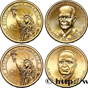 ÉTATS-UNIS D'AMÉRIQUE Lot de quatre monnaies présidentielles 2015 2015 Denver fwo_596856 Monde Commander Vite