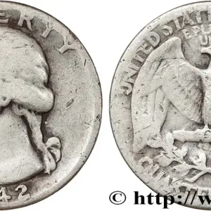 Haute Qualité ÉTATS-UNIS D'AMÉRIQUE 1/4 Dollar Georges Washington 1942 Philadelphie fwo_808411 Monde