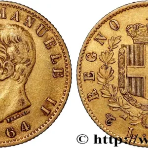 Vente Directe OR, PALLADIUM ET PLATINE INVESTISSEMENT 20 Lire Victor Emmanuel II 1864 Turin fwo_832693 Monde