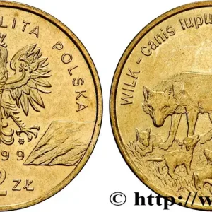 Livraison Gratuite POLOGNE 2 Zlote Loups 1999 Varsovie fwo_833104 Monde