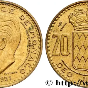MONACO 20 Francs Rainier III 1951 Paris fwo_833195 Monde Livraison Express
