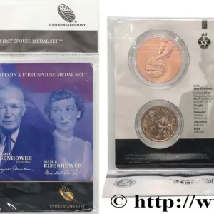 Populaire ÉTATS-UNIS D'AMÉRIQUE PRESIDENTIAL 1 Dollar - EISENHOWER - 1 monnaie et 1 médaille de l’épouse du Président n.d. fwo_717026 Monde