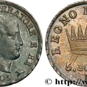 ITALIE - ROYAUME D'ITALIE - NAPOLÉON Ier 5 Soldi 1809 Milan fwo_829728 Monde Solde