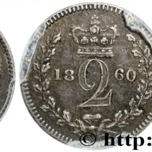 Quantité Limitée ROYAUME-UNI 2 Pence (Maundy Set) Victoria tête jeune 1860 Londres fwo_831597 Monde