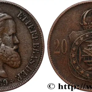 Bon Plan BRÉSIL 20 Réis Pierre II 1869 fwo_818014 Monde