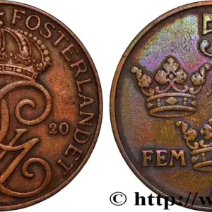 SUÈDE 5 Ore Gustave V 1920 fwo_822344 Monde Haute Qualité