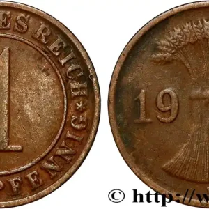 ALLEMAGNE 1 Reichspfennig gerbe de blé 1935 Stuttgart - F fwo_834008 Monde Acheter Direct