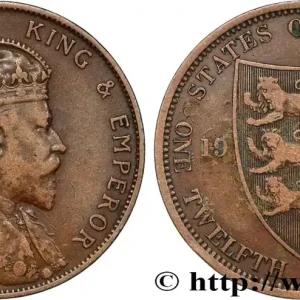 JERSEY 1/12 Shilling Edouard VII 1909 fwo_834105 Monde Prix Cassé