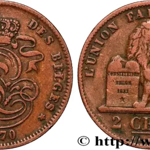 BELGIQUE 2 Centimes Léopold II 1870 fwo_834147 Monde Dernier Modèle