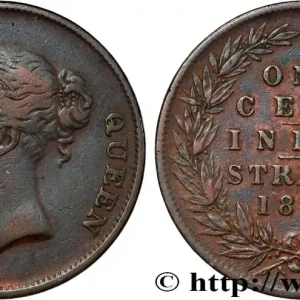 Authentique ÉTABLISSEMENTS DES DÉTROITS 1 Cent Victoria 1862 fwo_834820 Monde