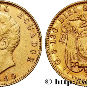 Top Qualité ÉQUATEUR 10 Sucres Antonio Jose de Sucre / blason 1899 Birmingham fwo_826471 Monde