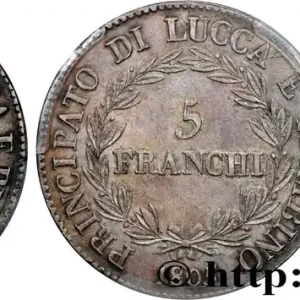 ITALIE - PRINCIPAUTÉ DE LUCQUES ET PIOMBINO - FÉLIX BACCIOCHI et ÉLISA BONAPARTE 5 Franchi - Moyens bustes 1805 Florence fwo_828804 Monde Commander Maintenant