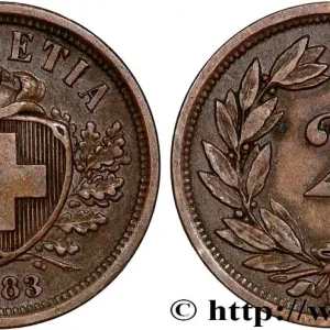 Édition Limitée SUISSE 2 Centimes (Rappen) croix suisse 1883 Berne - B fwo_815958 Monde