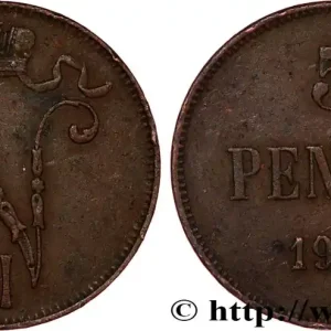 FINLANDE 5 Pennia monogramme Tsar Nicolas II 1913 fwo_820354 Monde Gros Lot