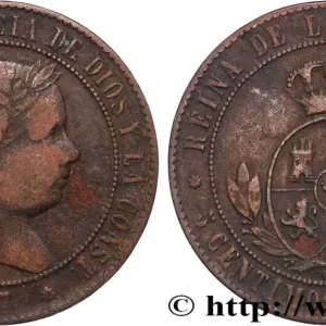 Prix Cassé ESPAGNE 5 Centimos de Escudo Isabelle II 1867 Oeschger Mesdach & CO fwo_822335 Monde
