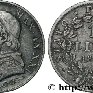 Seulement Aujourd’hui VATICAN ET ÉTATS PONTIFICAUX 1 Lira Pie IX an XXI 1867 Rome fwo_830332 Monde