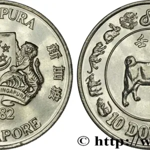 Marque SINGAPOUR 10 Dollars année du chien 1982 fwo_831902 Monde