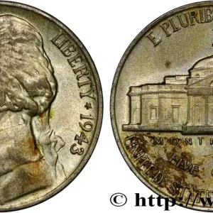 Commander Maintenant ÉTATS-UNIS D'AMÉRIQUE 5 Cents Président Thomas Jefferson 1943 Philadelphie fwo_834081 Monde