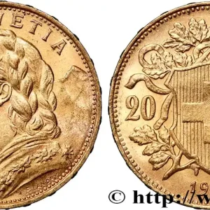 OR, PALLADIUM ET PLATINE INVESTISSEMENT 20 Francs "Vreneli" 1922 Berne fwo_834454 Monde Retour Gratuit