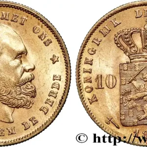 OR, PALLADIUM ET PLATINE INVESTISSEMENT 10 Gulden Guillaume III, 2e type 1876 Utrecht fwo_834461 Monde Populaire