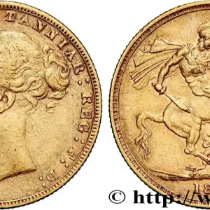 Authentique OR, PALLADIUM ET PLATINE INVESTISSEMENT 1 Souverain Victoria 1876 Londres fwo_834518 Monde