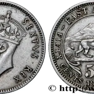 Vente Directe AFRIQUE DE L'EST 50 Cents (1/2 Shilling) Georges VI 1949 Royal Mint fwo_836824 Monde