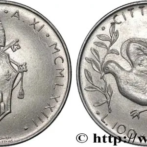Affaire À Saisir VATICAN ET ÉTATS PONTIFICAUX 100 Lire armes / colombe de la paix an XI du pontificat de Paul VI 1973 Rome fwo_821473 Monde