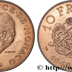 MONACO 10 Francs 25e anniversaire du règne de Rainier III 1974 Paris fwo_823355 Monde Original