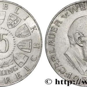 AUTRICHE 25 Schilling 100e anniversaire de la naissance du chimiste Carl Auer von Welsbach 1958 fwo_833593 Monde Seulement Aujourd’hui