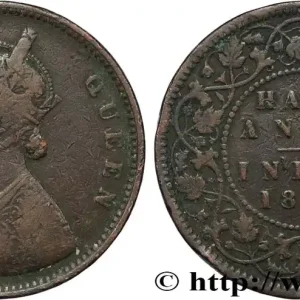 INDES BRITANNIQUES 1/2 Anna Victoria 1876 Calcutta fwo_833658 Monde Authentique