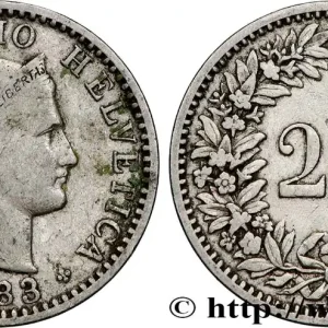 Solde SUISSE 20 Centimes (Rappen) Helvetia 1883 Berne fwo_834208 Monde