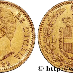 OR, PALLADIUM ET PLATINE INVESTISSEMENT 20 Lire Umberto Ier 1882 Rome fwo_834554 Monde Gros Lot