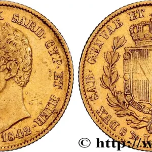 OR, PALLADIUM ET PLATINE INVESTISSEMENT 20 Lire Charles-Albert 1842 Gênes fwo_834560 Monde Satisfait Ou Remboursé