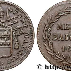 Dernier Modèle VATICAN ET ÉTATS PONTIFICAUX 1/2 Baiocco frappé au nom de Grégoire XVI an XIV 1844 Rome fwo_834676 Monde