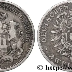 ALLEMAGNE - VILLE LIBRE DE HAMBOURG 2 Mark blason de Hambourg 1876 Hambourg fwo_839026 Monde Promotion Saisonnière