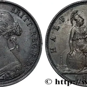ROYAUME-UNI 1/2 Penny Victoria “Bun Head” 1872 fwo_818121 Monde Exclusif