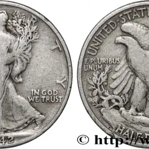 ÉTATS-UNIS D'AMÉRIQUE 1/2 Dollar Walking Liberty 1942 San Francisco fwo_819603 Monde Offre Exclusive